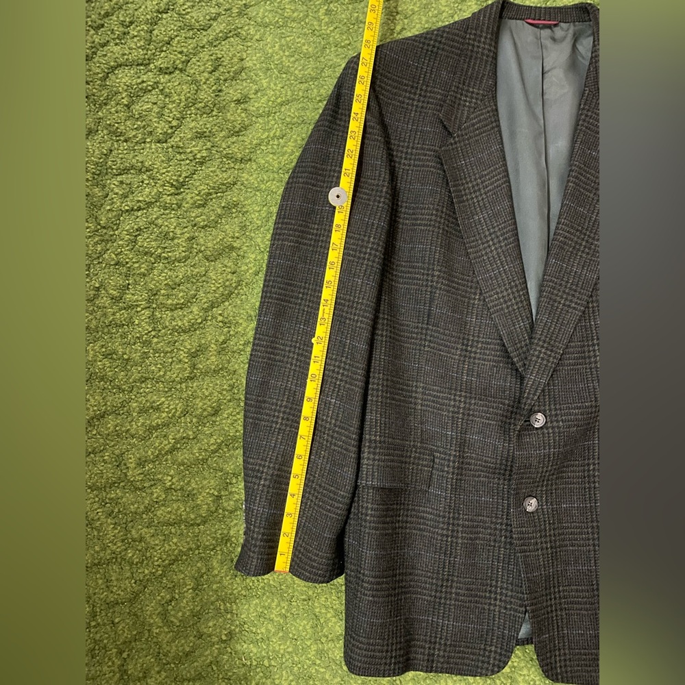 Vintage Hart Schaffner Marx Charcoal Green Check Blazer - Picture 9 of 10